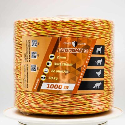 Fence-Guard-Economy-3-Villanypásztor-Vezeték-1000m-2-mm-3-vezetőszál-sárga-narancs-70Kg-12-Ωm-2